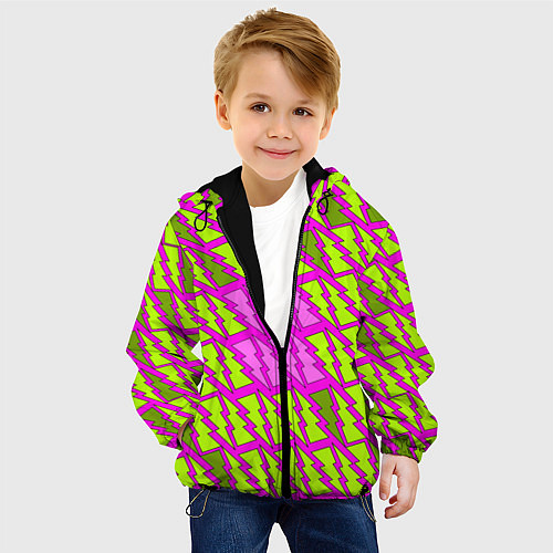Детская куртка Ретро молнии розово-жёлтые / 3D-Черный – фото 4