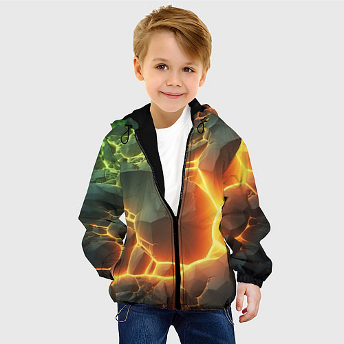 Детская куртка Валуны в лаве / 3D-Черный – фото 4