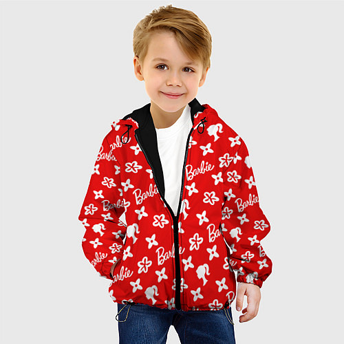 Детская куртка Барби паттерн красный / 3D-Черный – фото 4