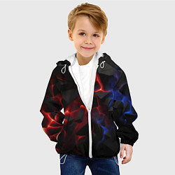 Куртка с капюшоном детская Плиты черные красные синие, цвет: 3D-белый — фото 2