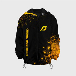 Куртка с капюшоном детская Need for Speed - gold gradient: надпись, символ, цвет: 3D-черный
