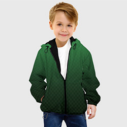 Куртка с капюшоном детская Зелёная клетка с градиентом, цвет: 3D-черный — фото 2