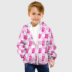 Куртка с капюшоном детская Розовая шашка и Барби, цвет: 3D-белый — фото 2
