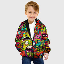 Куртка с капюшоном детская Психоделические монстры, цвет: 3D-черный — фото 2
