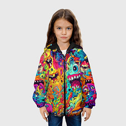 Куртка с капюшоном детская Космические зубастые чудовища, цвет: 3D-черный — фото 2