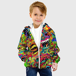 Куртка с капюшоном детская Психоделические галлюцинации, цвет: 3D-белый — фото 2