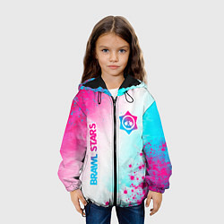 Куртка с капюшоном детская Brawl Stars neon gradient style: надпись, символ, цвет: 3D-черный — фото 2