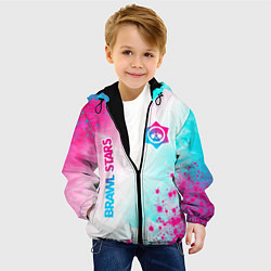 Куртка с капюшоном детская Brawl Stars neon gradient style: надпись, символ, цвет: 3D-черный — фото 2