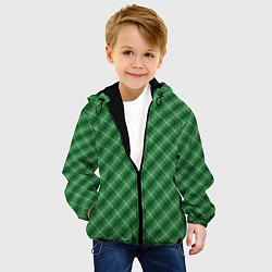Куртка с капюшоном детская Зеленая клетка, цвет: 3D-черный — фото 2