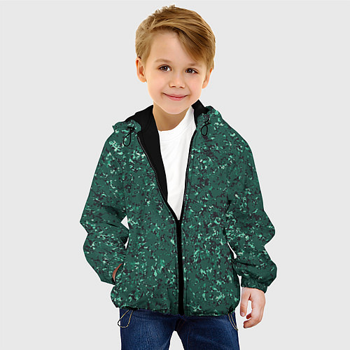 Детская куртка Текстура зелёный камень / 3D-Черный – фото 4