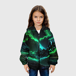 Куртка с капюшоном детская Цифровая флора, цвет: 3D-черный — фото 2