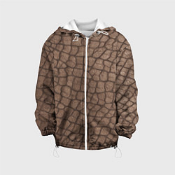 Куртка с капюшоном детская Кожа крокодила крупная, цвет: 3D-белый