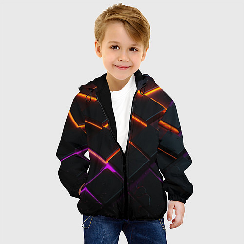 Детская куртка Неоновые световые плиты / 3D-Черный – фото 4