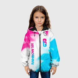 Куртка с капюшоном детская Rainbow Six neon gradient style: надпись, символ, цвет: 3D-черный — фото 2