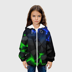 Куртка с капюшоном детская Разлом синих и зеленых плит, цвет: 3D-белый — фото 2