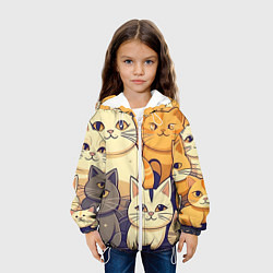 Куртка с капюшоном детская Кошачий принт от нейросети, цвет: 3D-белый — фото 2