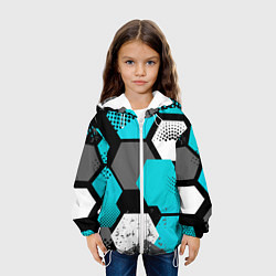 Куртка с капюшоном детская Шестиугольники абстрактный фон, цвет: 3D-белый — фото 2