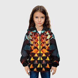Куртка с капюшоном детская Объемные кубы полигон, цвет: 3D-черный — фото 2