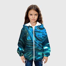 Куртка с капюшоном детская Абстракция плазма сине-голубой, цвет: 3D-белый — фото 2