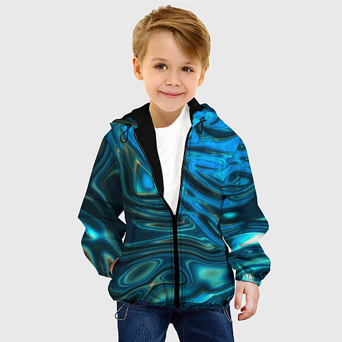 Детская куртка Абстракция плазма сине-голубой / 3D-Черный – фото 4