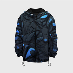 Куртка с капюшоном детская Blue black abstract texture, цвет: 3D-черный