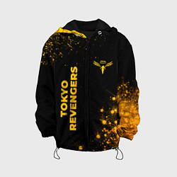 Куртка с капюшоном детская Tokyo Revengers - gold gradient: надпись, символ, цвет: 3D-черный