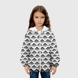 Куртка с капюшоном детская Ромбы из черных треугольников, цвет: 3D-белый — фото 2