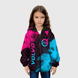 Куртка с капюшоном детская Volvo - neon gradient: надпись, символ, цвет: 3D-черный — фото 2