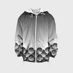 Куртка с капюшоном детская Круглая полосатая геометрия, цвет: 3D-белый