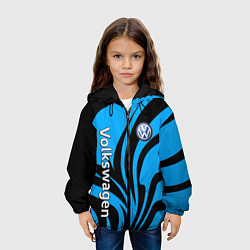 Куртка с капюшоном детская Фольцваген - спокойный синий, цвет: 3D-черный — фото 2