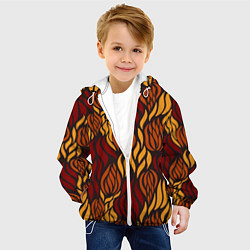 Куртка с капюшоном детская Hot Flames - паттерн, цвет: 3D-белый — фото 2