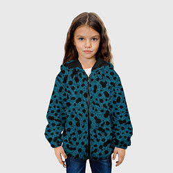 Куртка с капюшоном детская Пятнистый паттерн бирюзовый, цвет: 3D-черный — фото 2