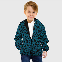 Куртка с капюшоном детская Пятнистый паттерн бирюзовый, цвет: 3D-черный — фото 2