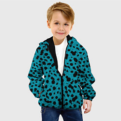 Куртка с капюшоном детская Пятнистый паттерн чёрно-голубой, цвет: 3D-черный — фото 2