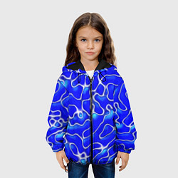 Куртка с капюшоном детская Синий волнистый рисунок, цвет: 3D-черный — фото 2