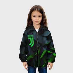 Куртка с капюшоном детская Juventus black green logo, цвет: 3D-черный — фото 2