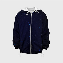 Куртка с капюшоном детская Тёмный космос и синие звёзды, цвет: 3D-белый