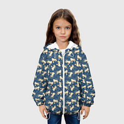 Куртка с капюшоном детская Ретро ролики со смайлами на синем фоне, цвет: 3D-белый — фото 2