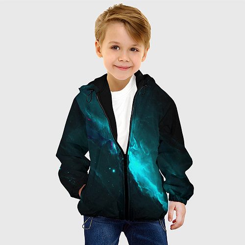 Детская куртка Голубое свечение в космосе / 3D-Черный – фото 4