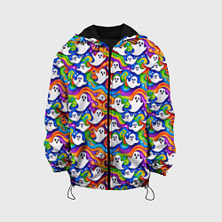 Куртка с капюшоном детская Веселые привидения на красочном фоне, цвет: 3D-черный