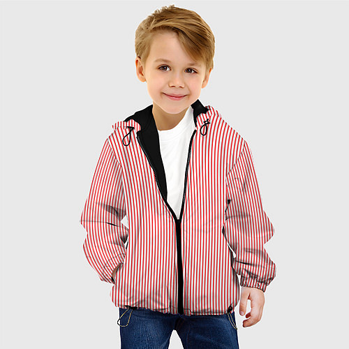 Детская куртка Полосатый красный утонченный / 3D-Черный – фото 4