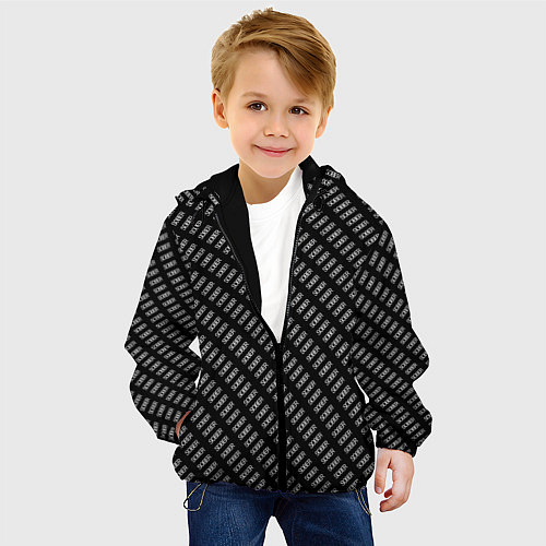 Детская куртка Трезвый на английском паттерн / 3D-Черный – фото 4