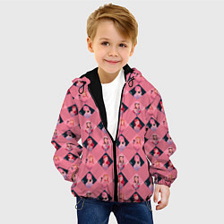 Куртка с капюшоном детская Розовая клеточка black pink, цвет: 3D-черный — фото 2