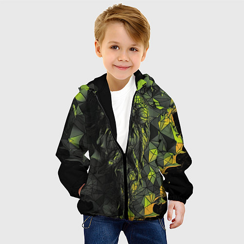 Детская куртка Зеленая абстрактная текстура / 3D-Черный – фото 4
