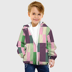 Куртка с капюшоном детская Прямоугольный блочный паттерн, цвет: 3D-белый — фото 2