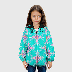 Куртка с капюшоном детская Геометрический цветочный узор, цвет: 3D-черный — фото 2