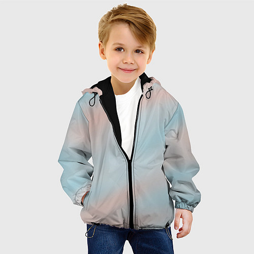 Детская куртка Нежно розовые и голубые размытия / 3D-Черный – фото 4