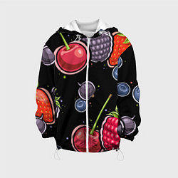 Куртка с капюшоном детская Плоды и ягоды, цвет: 3D-белый