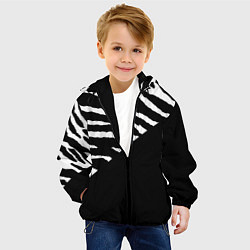 Куртка с капюшоном детская Полосы зебры с черным, цвет: 3D-черный — фото 2