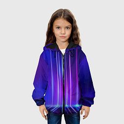 Куртка с капюшоном детская Neon glow - vaporwave - strips, цвет: 3D-черный — фото 2